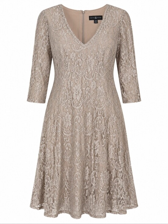 Betsy & Adam Dresses & Skirts - Betsy & Adam Lace Dress 16W Taupe Beige Midi Cocktail Party Formal Evening Plus